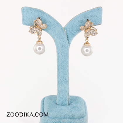 گوشواره بدل دخترانه مرواریدی پروانه ای