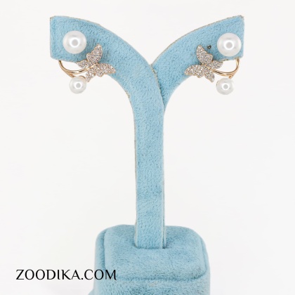 گوشواره بدل زنانه مرواریدی پروانه شیک