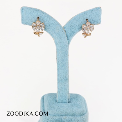 گوشواره ژوپینگ دخترانه مدل گل نگین دار