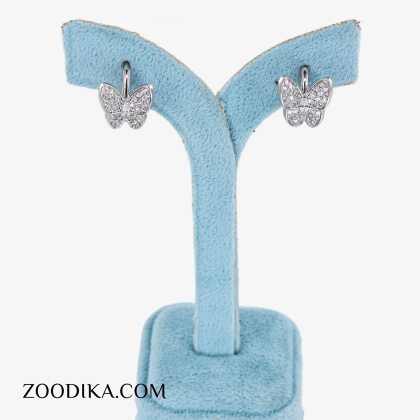 گوشواره حلقه ای زنانه ژوپینگ پروانه نقره ای