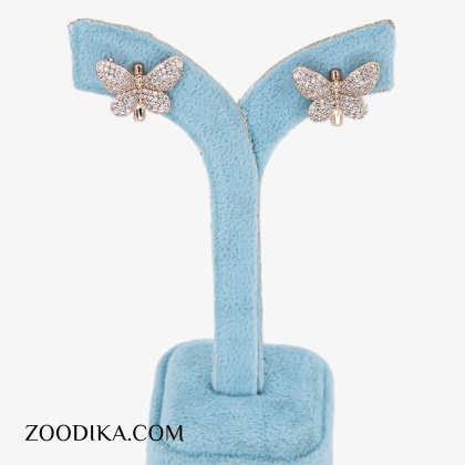 گوشواره حلقه ای  ژوپینگ مدل پروانه پر نگین