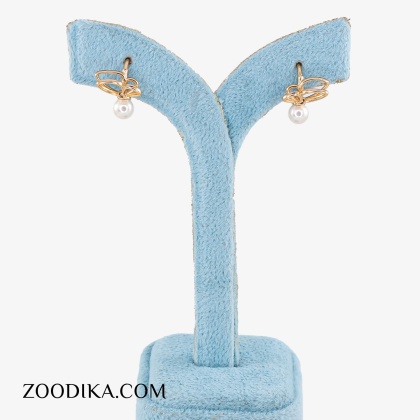 گوشواره حلقه ای  ژوپینگ مدل پروانه پر نگین