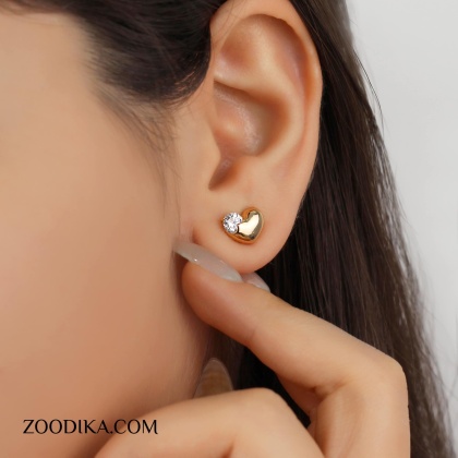 گوشواره میخی زنانه ژوپینگ مدل قلب AAC-325