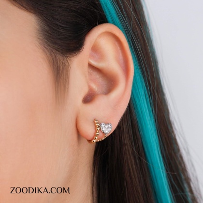 گوشواره حلقه ای زنانه ژوپینگ مدل قلب کد AAC-394