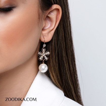 گوشواره آویز زنانه ژوپینگ مرواریدی کد AAC-426