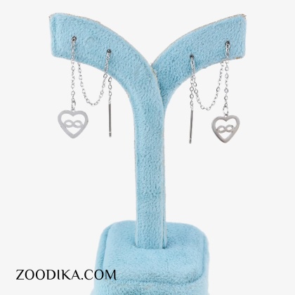 گوشواره بخیه ای قلبی استیل