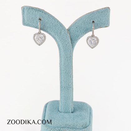 گوشواره قلبی نقره ای نگین دار ژوپینگ جدید