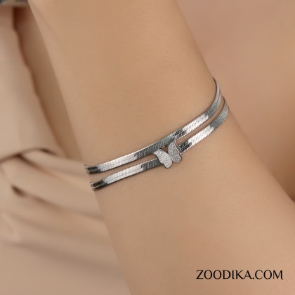 دستبند زنانه استیل مدل پروانه کد AAD-139