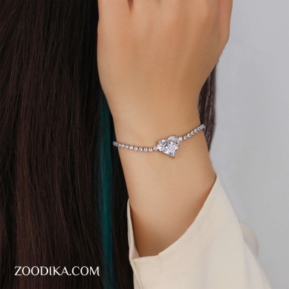 دستبند زنانه جواهری استیل مدل قلب کد AAD-229