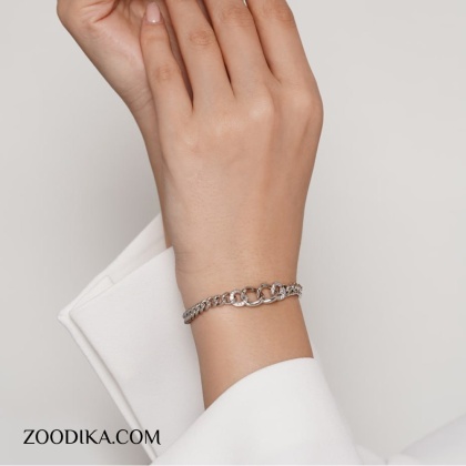 دستبند زنجیری حلقه درشت نگین دار طرح کارتیه