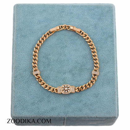 دستبند زنجیری ظریف نگین دار طرح کارتیر