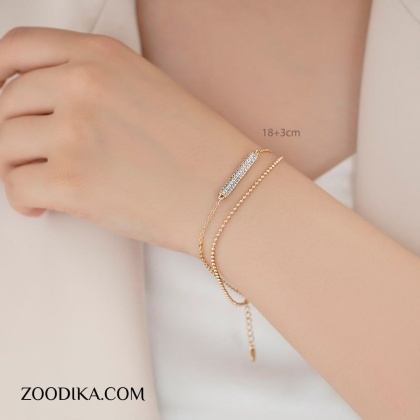 دستبند دو رشته زنجیری پلاک دار