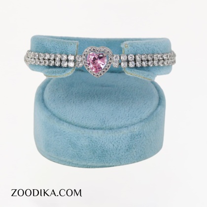 دستبند جواهری قلبی صورتی شیک