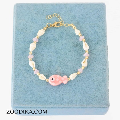 دستبند جواهری قلبی صورتی شیک