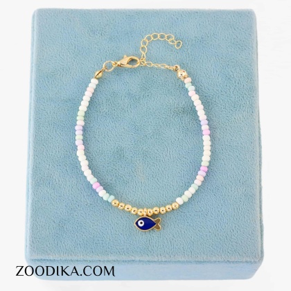 دستبند مهره ای مدل ماهی رنگی فانتزی