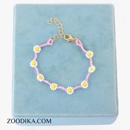 دستبند منجوقی طرح گل فانتزی دخترانه شیک