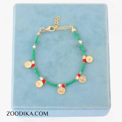 دستبند مهره ای جدید سکه ای سبز