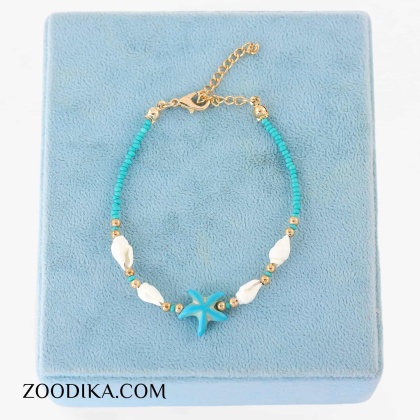 دستبند مهره ای ساحلی آبی با ستاره های دریایی