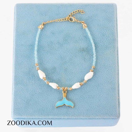 دستبند مهره ای ساحلی آبی مدل دم ماهی