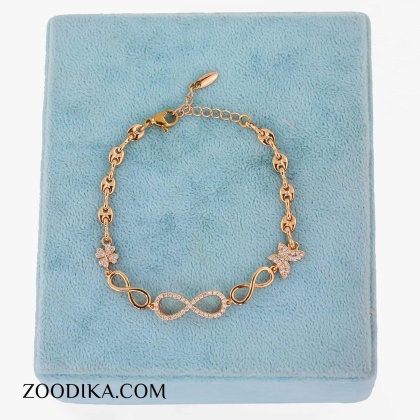 دست بند دخترانه بدل بینهایت طلایی نگین دار