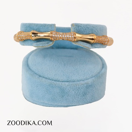 دستبند النگویی ژوپینگ مدل بامبو طلایی نگین دار