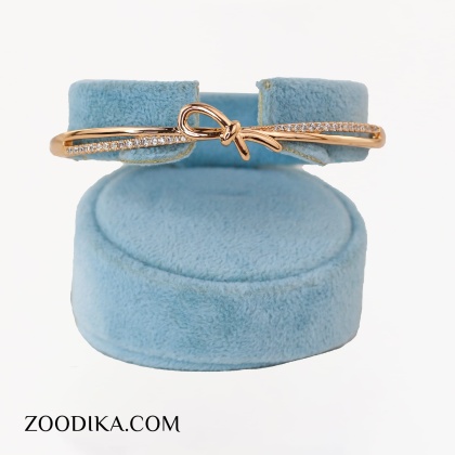 دستبند النگویی ژوپینگ پاپیونی نگین دار طلایی