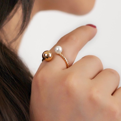 انگشتر زنانه ژوپینگ مرواریدی کد AAE-176