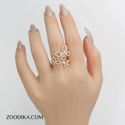 انگشتر زنانه وای اس ایکس مدل پروانه کد AAE-203