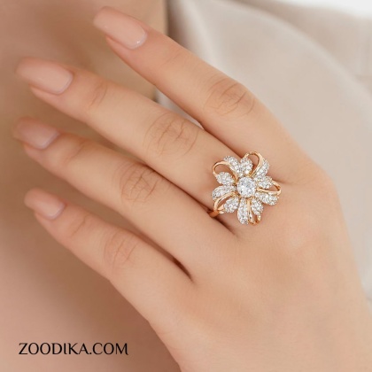 انگشتر زنانه ژوپینگ مدل گل کد AAE-357