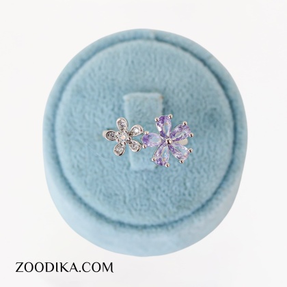 انگشتر طرح گل فشن رکاب نقره ای رنگ ثابت