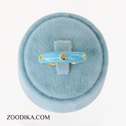 انگشتر میناکاری آبی رنگ ثابت فری سایز