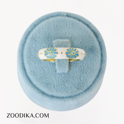 انگشتر میناکاری طرح گل رنگ ثابت