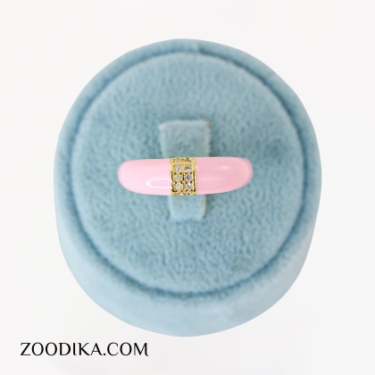 انگشتر زنانه میناکاری صورتی نگین دار