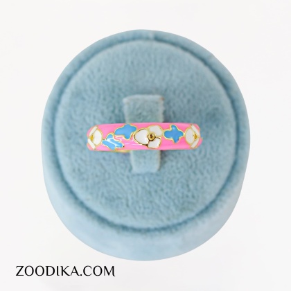 انگشتر دخترانه میناکاری طرح گل صورتی