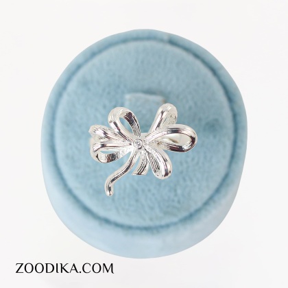 انگشتر فشن دخترانه نقره ای طرح پاپیون