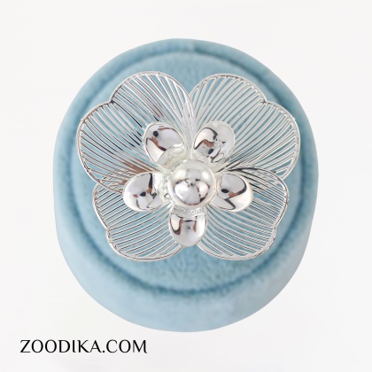 انگشتر دخترانه طرح گل توری سیلور