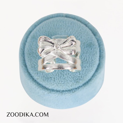 انگشتر فشن پاپیونی فری سایز نقره ای