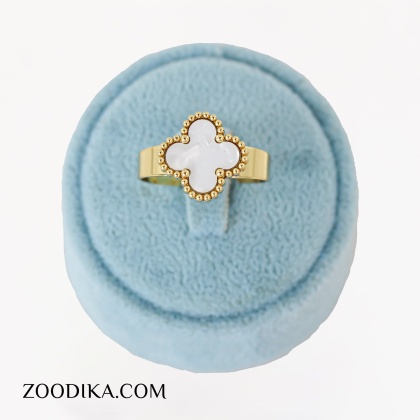 انگشتر دخترانه طرح کارتیه با گل سفید فری سایز