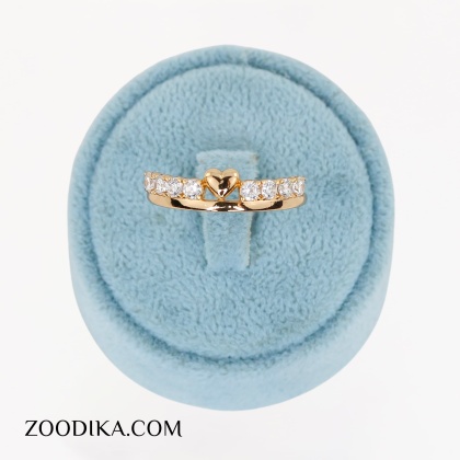 انگشتر دخترانه قلبی ژوپینگ نگین دار طلایی