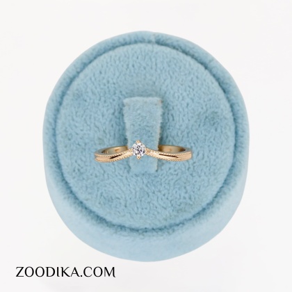 انگشتر دخترانه تک نگین ژوپینگ طلایی شیک