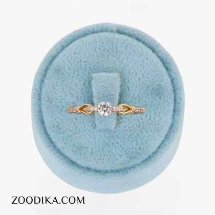 انگشتر دخترانه تک نگین ژوپینگ طلایی جدید