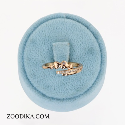 انگشتر بدل ژوپینگ قلبی نگین دار طلایی رنگ ثابت