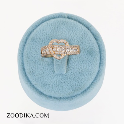 انگشتر بدل ژوپینگ قلبی پرنگین طلایی رنگ ثابت