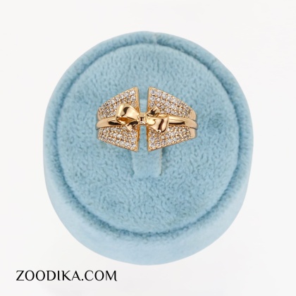انگشتر بدل زنانه پاپیونی شیک ژوپینگ طلایی