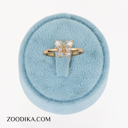 انگشتر بدل دخترانه پروانه نگین دار شیک
