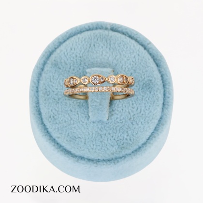 انگشتر بدل دخترانه نگین دار طلایی مناسب کادو