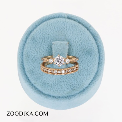 ست حلقه و پشت حلقه طرح طلا ژوپینگ طلایی