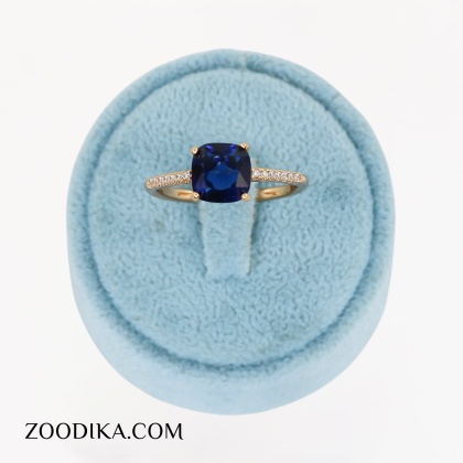 انگشتر تک نگین آبی شیک ژوپینگ رنگ ثابت