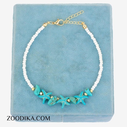 پابند دخترانه ساحلی مهره ای با طرح ستاره دریایی