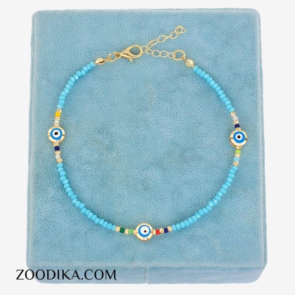 پابند مهره ای جدید دخترانه آبی